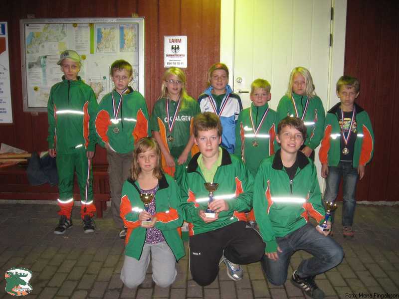 Våra pristagare på poängjakten 2008. Främre raden Sara Gunnarsson, Tobias Katvala och Jesper Lindh. Bakre Erik Green, Oskar Eriksson, Rebecka Salomonsson, Madelene Salomonsson, Lukas Katvala, Johanna Katvala, Erik Eriksson